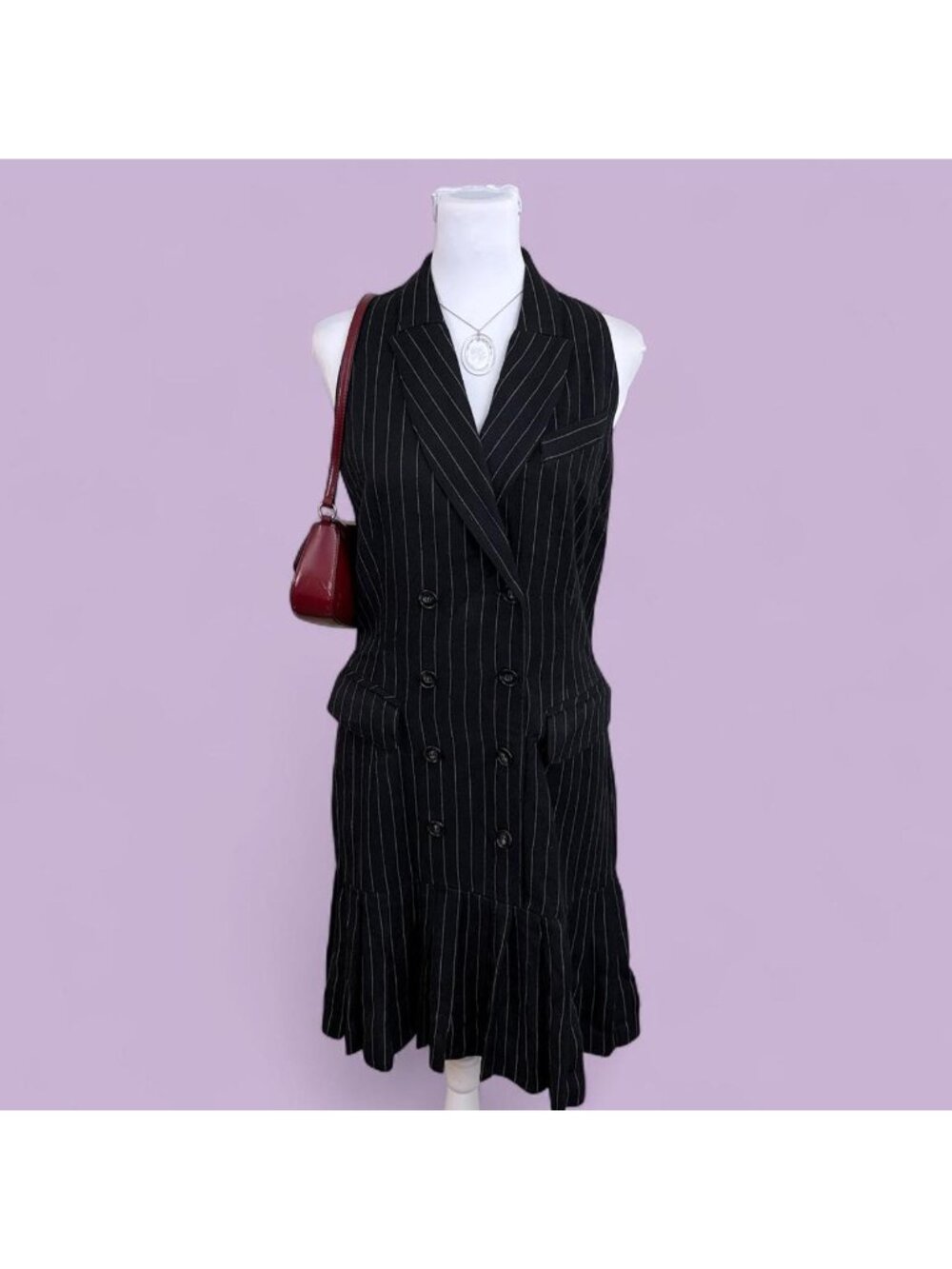 90s pinstripe chic pleated dress